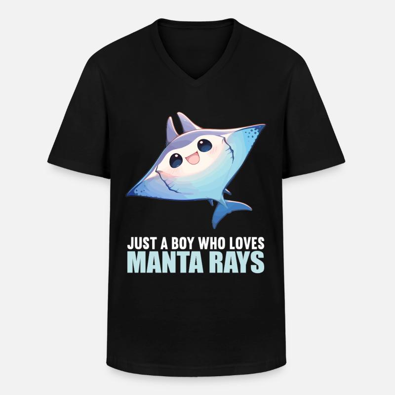 Mantas Manta Rochen - Männer-T-Shirt mit V-Ausschnitt - Schwarz