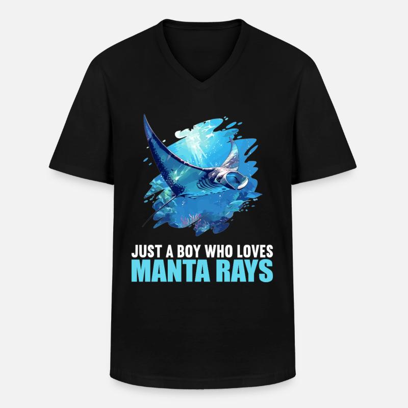 Mantas Manta Rochen - Männer-T-Shirt mit V-Ausschnitt - Schwarz