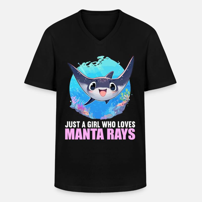 Mantas Manta Rochen - Männer-T-Shirt mit V-Ausschnitt - Schwarz