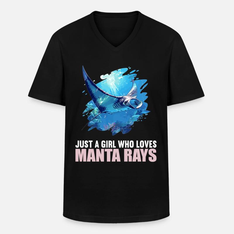Mantas Manta Rochen - Männer-T-Shirt mit V-Ausschnitt - Schwarz