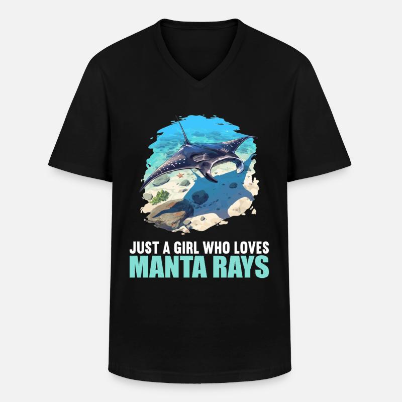 Mantas Manta Rochen - Männer-T-Shirt mit V-Ausschnitt - Schwarz