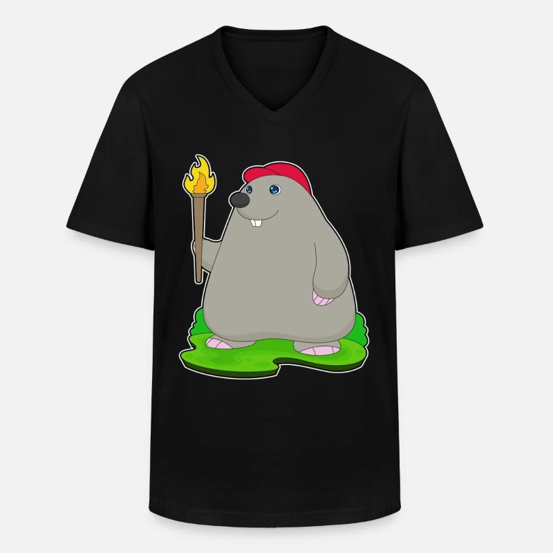 Mole Torch - Men's V-Neck T-Shirt - black
