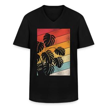 Amoureux des plantes jardinage rétro - T-shirt col V Homme - noir - Devant - AI Model Male 178 dark (178cm)