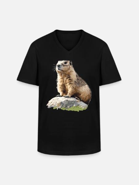 Marmotte Marmotta - Maglietta da uomo classica con scollo a V - nero