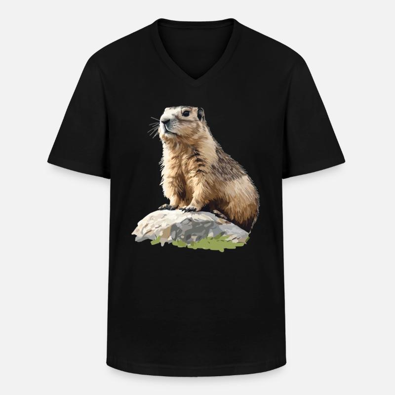 Murmeltiere Murmeltier - Männer-T-Shirt mit V-Ausschnitt - Schwarz