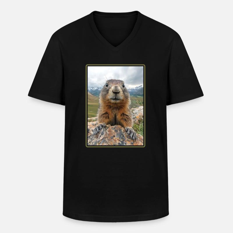 Murmeltiere Murmeltier - Männer-T-Shirt mit V-Ausschnitt - Schwarz