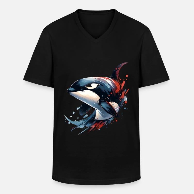 Orca Schwertwal - Männer-T-Shirt mit V-Ausschnitt - Schwarz