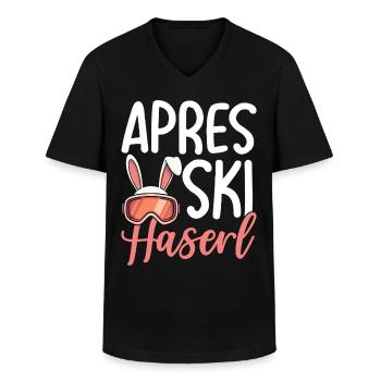 Lapin d’après-ski - T-shirt col V Homme - noir - Devant - AI Model Male 178 dark (178cm)