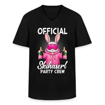 Official Skihaserl Party Crew - Männer-T-Shirt mit V-Ausschnitt - Schwarz - Vorne - AI Model Male 178 dark (178cm)