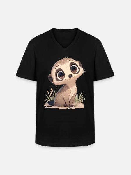 Meerkat Erdmännchen - Männer-T-Shirt mit V-Ausschnitt - Schwarz