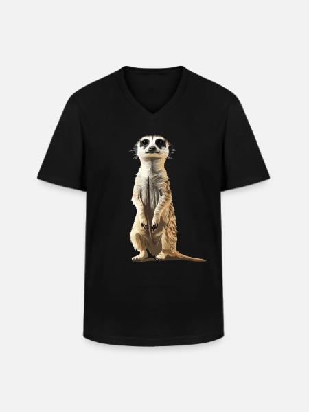 Meerkat Erdmännchen - Männer-T-Shirt mit V-Ausschnitt - Schwarz