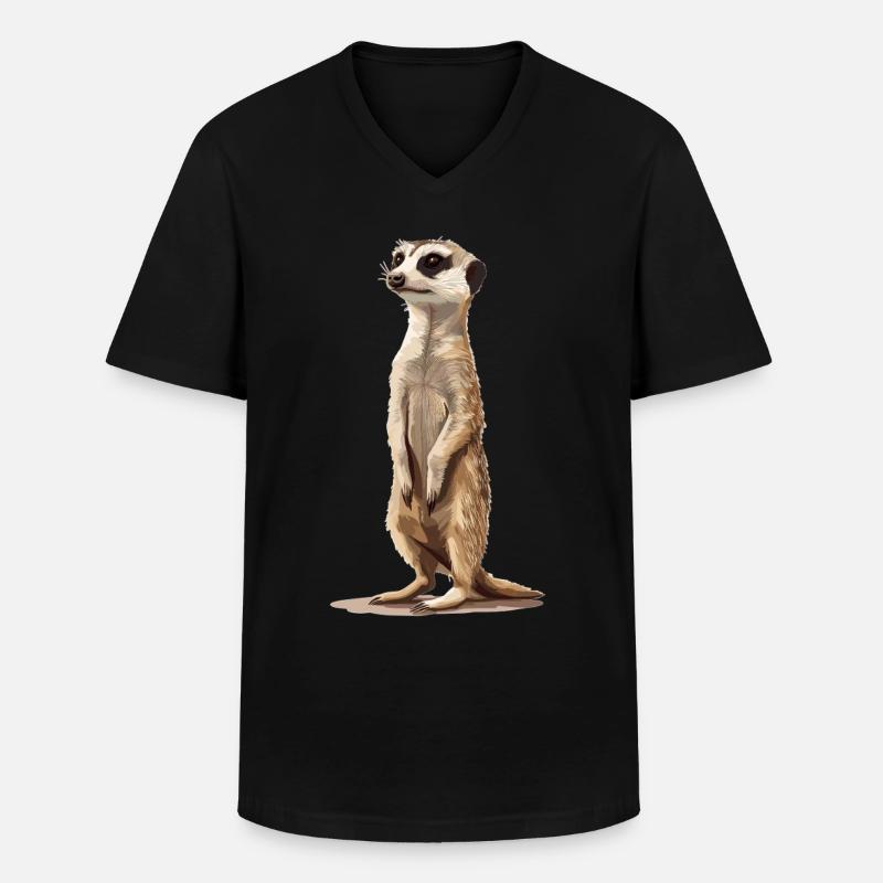 Meerkat Erdmännchen - Männer-T-Shirt mit V-Ausschnitt - Schwarz