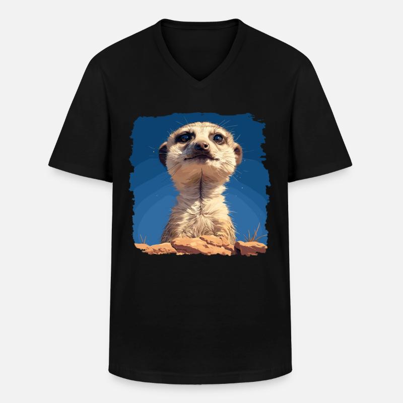 Meerkat Erdmännchen - Männer-T-Shirt mit V-Ausschnitt - Schwarz