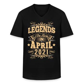 April 2021 birthday legend - Men's V-Neck T-Shirt - black - Front - AI Model Male 178 dark (178cm)