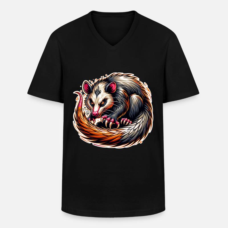 Opossum - Männer-T-Shirt mit V-Ausschnitt - Schwarz