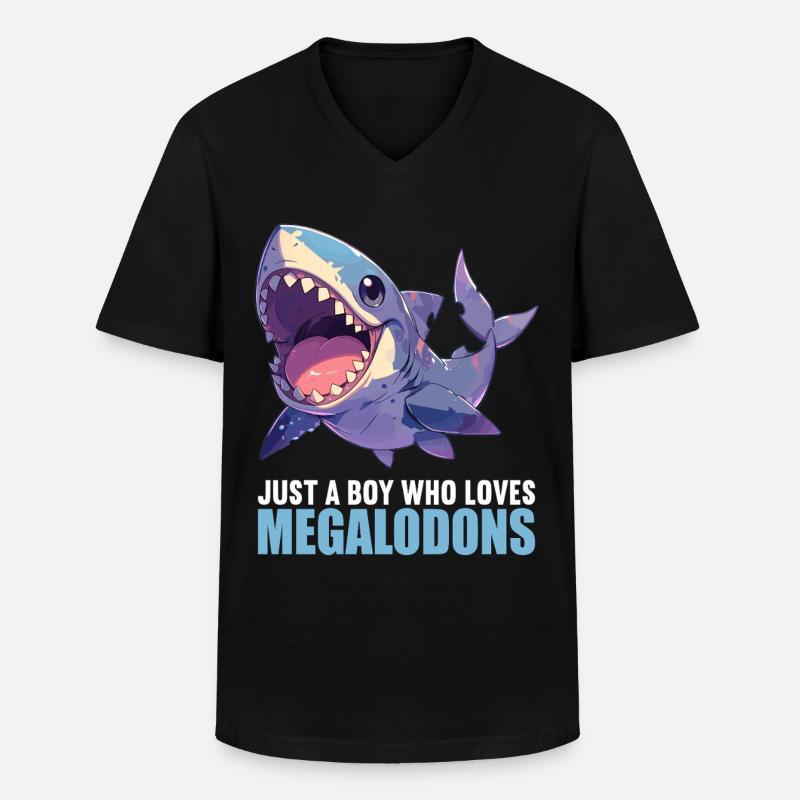 Megalodons Megalodon - Männer-T-Shirt mit V-Ausschnitt - Schwarz