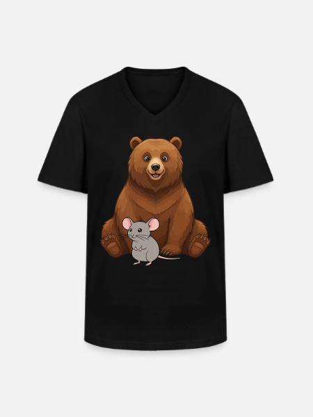 Bear and Mouse Best Friends - Men's V-Neck T-Shirt - black