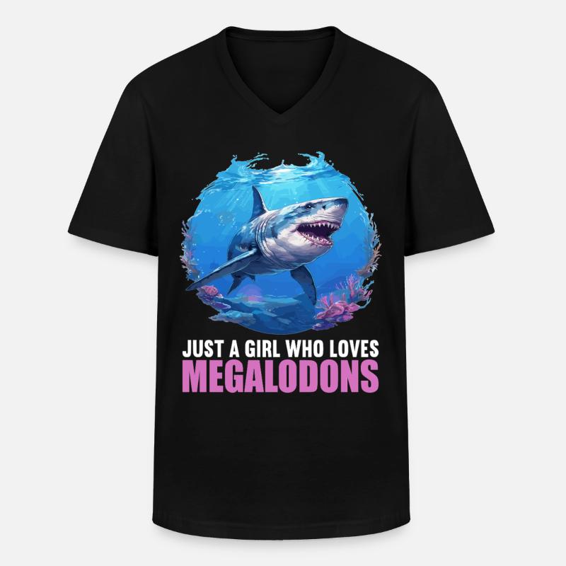 Megalodons Megalodon - Männer-T-Shirt mit V-Ausschnitt - Schwarz