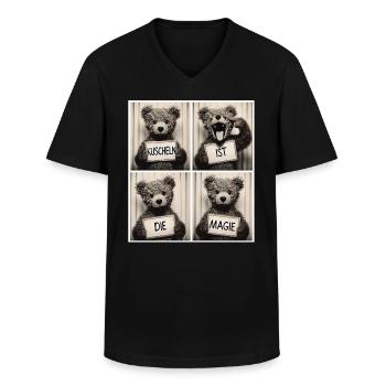 Teddybär – Kuscheln ist die Magie - Männer-T-Shirt mit V-Ausschnitt - Schwarz - Vorne - AI Model Male 178 dark (178cm)