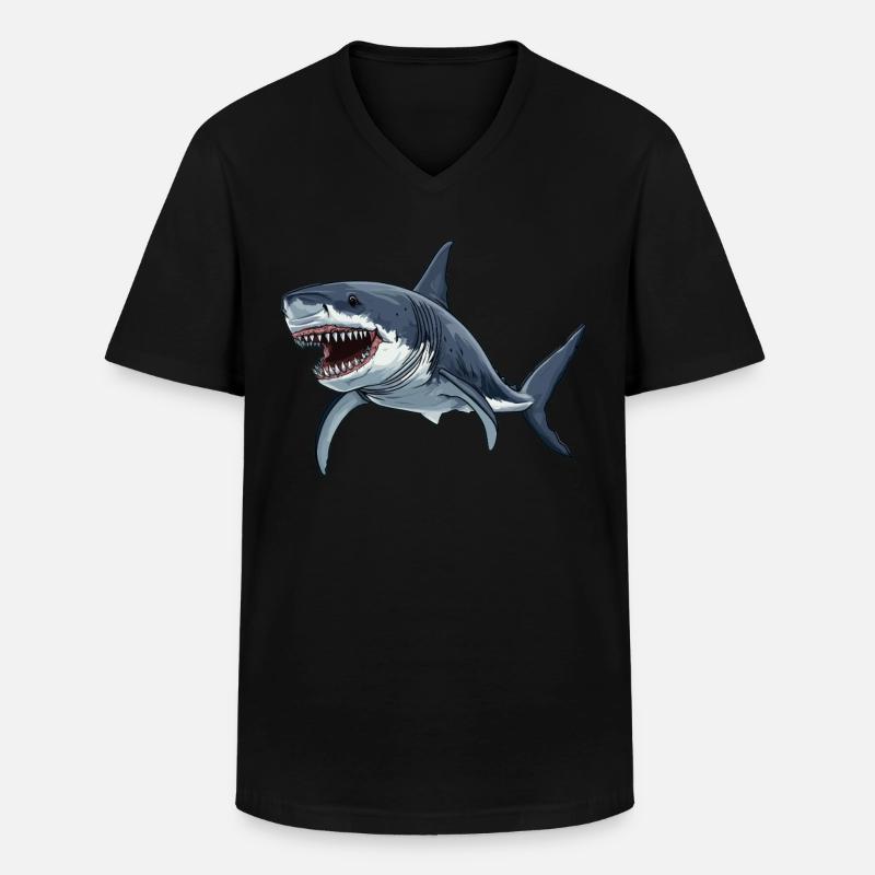Requins Requin - T-shirt col V Homme - noir