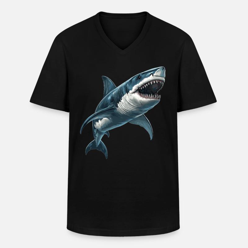 Requins Requin - T-shirt col V Homme - noir