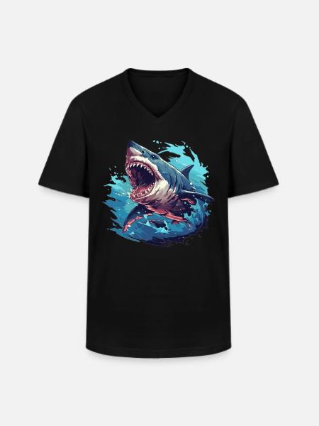 Requins Requin - T-shirt col V Homme - noir