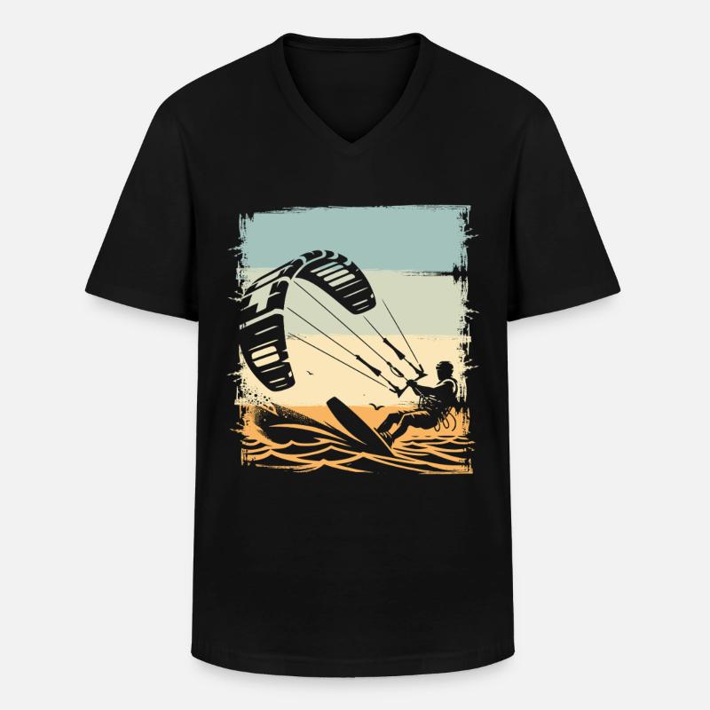 Kitesurfen Kitesurfer Kiteboard - Männer-T-Shirt mit V-Ausschnitt - Schwarz