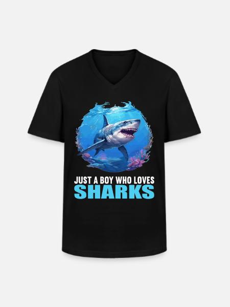 Requins Requin - T-shirt col V Homme - noir