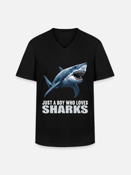 Requins Requin - T-shirt col V Homme - noir