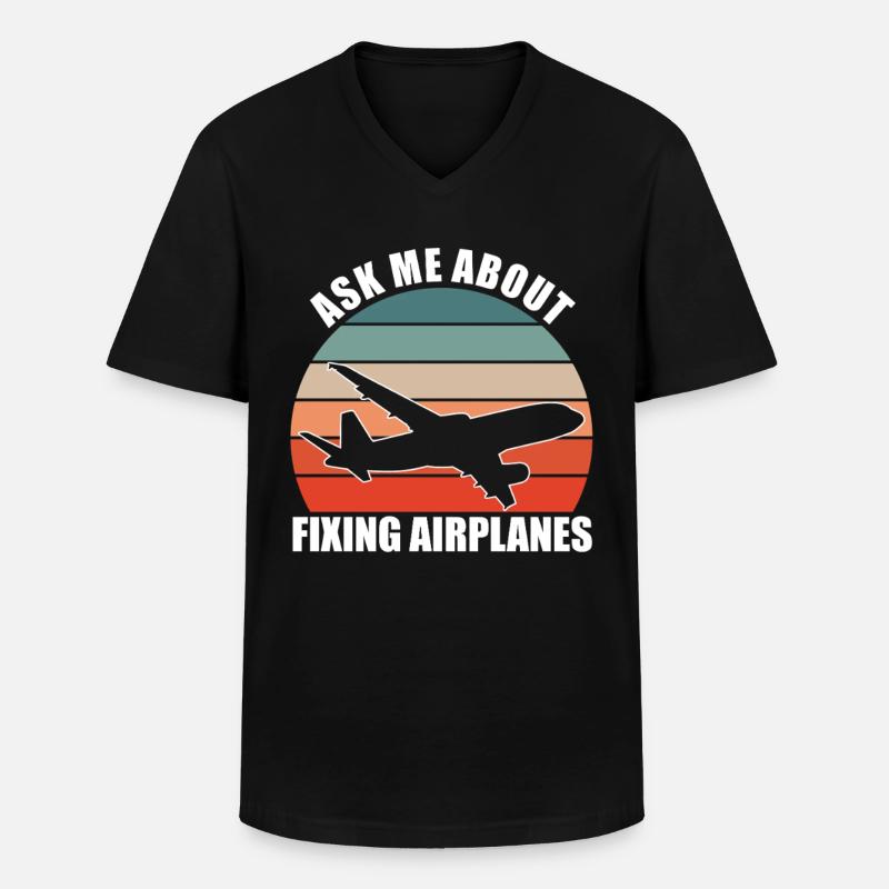 Flugzeugmechaniker Fixing - Männer-T-Shirt mit V-Ausschnitt - Schwarz