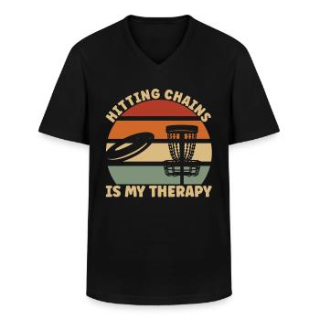 Disc Golf Chains - Männer-T-Shirt mit V-Ausschnitt - Schwarz - Vorne - AI Model Male 178 dark (178cm)