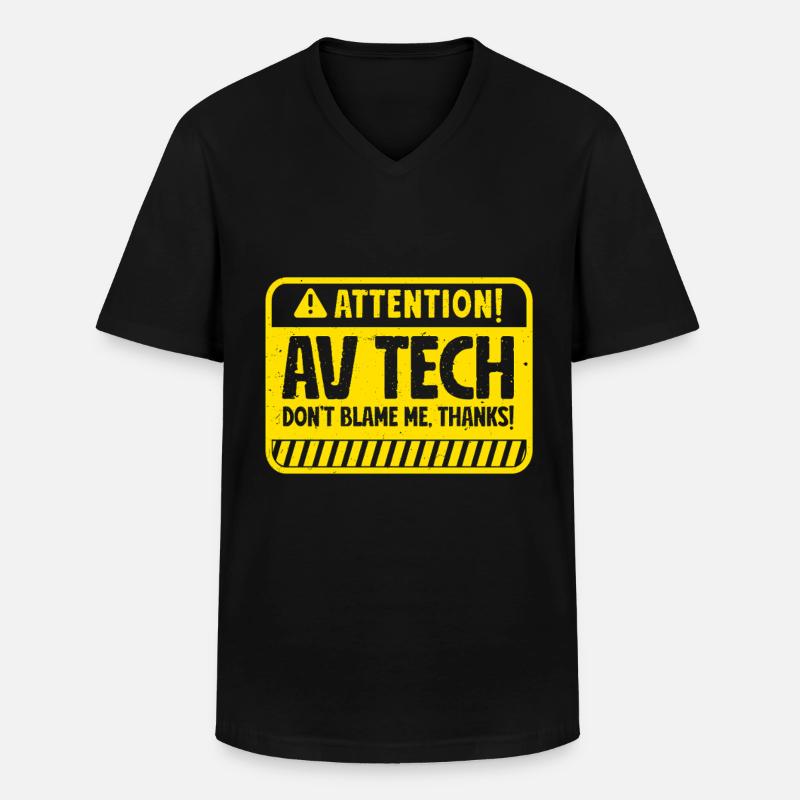 Technicien audiovisuel AV Tech - T-shirt col V Homme - noir