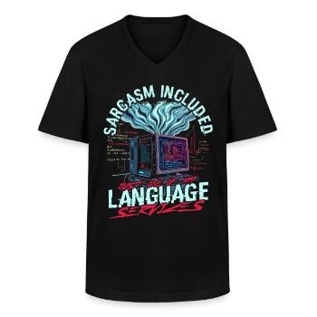 Linguiste informaticien - T-shirt col V Homme - noir - Devant - AI Model Male 178 dark (178cm)