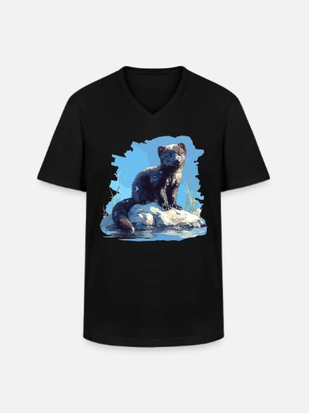 Vison Vison - T-shirt col V Homme - noir