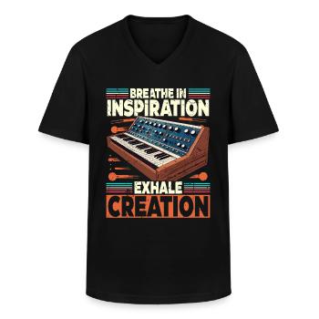 Synthétiseur Synthé Inspiration - T-shirt col V Homme - noir - Devant - AI Model Male 178 dark (178cm)
