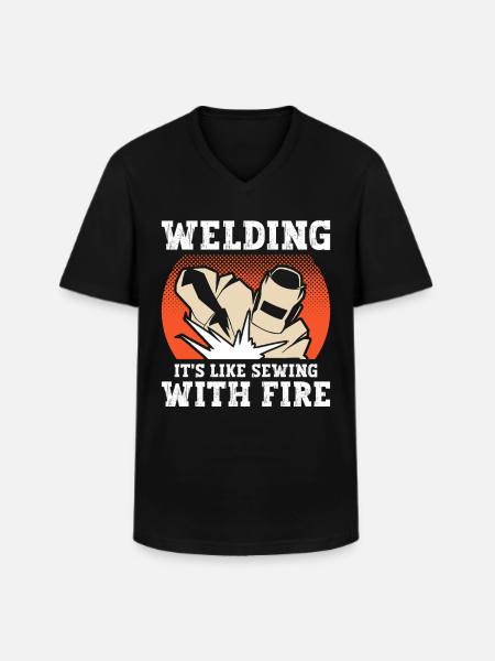 Welding With Fire - Men's V-Neck T-Shirt - black
