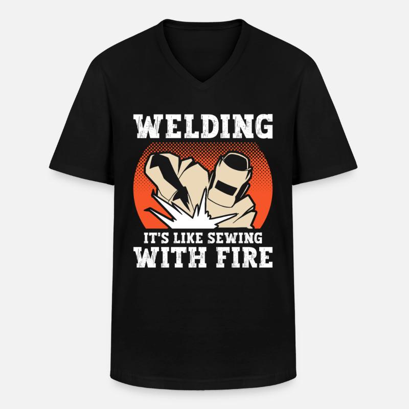Welding With Fire - Men's V-Neck T-Shirt - black