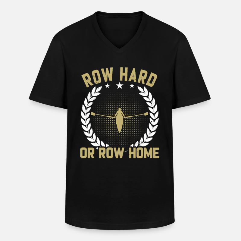Ruderer Row Hard - Männer-T-Shirt mit V-Ausschnitt - Schwarz