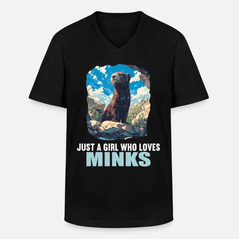 Nerze Nerz - Männer-T-Shirt mit V-Ausschnitt - Schwarz