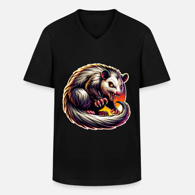 Opossum - Männer-T-Shirt mit V-Ausschnitt - Schwarz