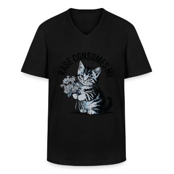 Rage Consumes Me Cat - Männer-T-Shirt mit V-Ausschnitt - Schwarz - Vorne - AI Model Male 178 dark (178cm)