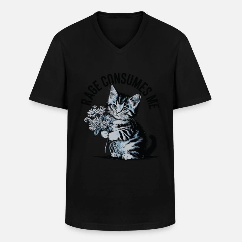 Rage Consumes Me Cat - Männer-T-Shirt mit V-Ausschnitt - Schwarz