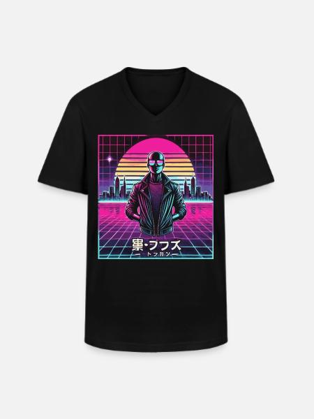 Cyber 01 - Männer-T-Shirt mit V-Ausschnitt - Schwarz