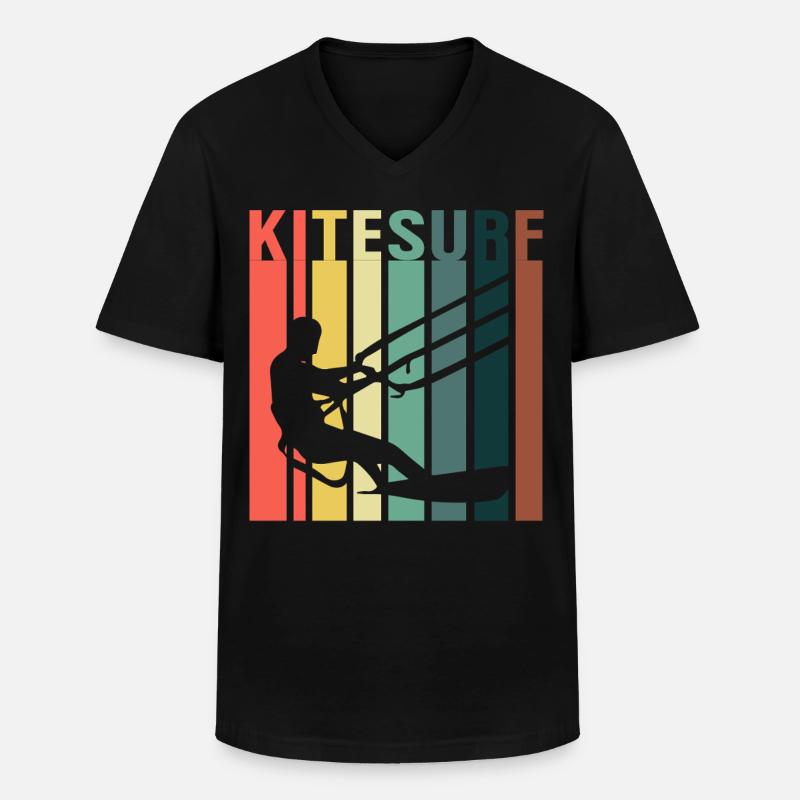 Kitesurfer Kiteboard Kitesurfen Kitesurf - Männer-T-Shirt mit V-Ausschnitt - Schwarz