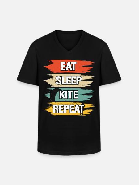 Kitesurfer Kiteboard Kitesurfing Kitesurf - Men's V-Neck T-Shirt - black