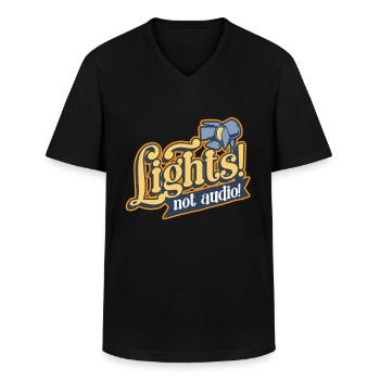 Technicien d’éclairage Lumières non audio - T-shirt col V Homme - noir - Devant - AI Model Male 178 dark (178cm)
