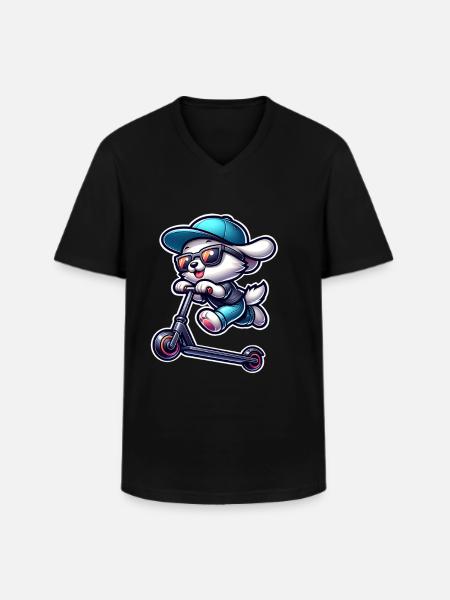 E-Scooter E-Scooter Scooter Dog - Men's V-Neck T-Shirt - black