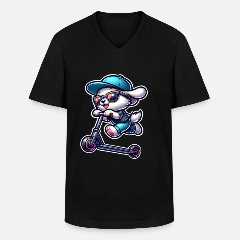 E-Scooter E-Scooter Scooter Dog - Men's V-Neck T-Shirt - black