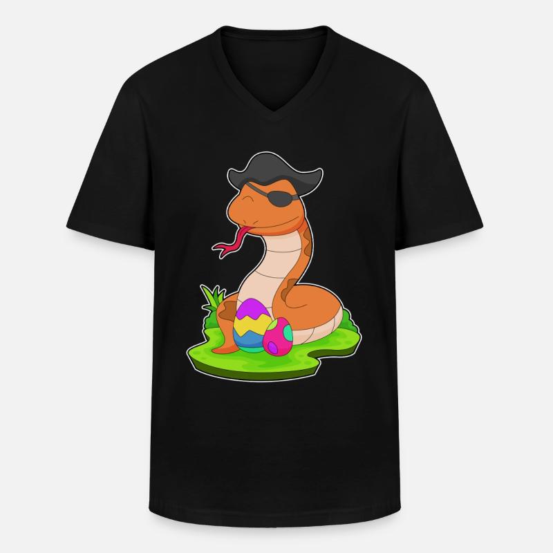 Snake Easter Pirate - Men's V-Neck T-Shirt - black