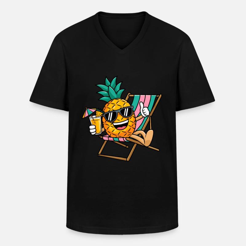 Ananas Sommer - Männer-T-Shirt mit V-Ausschnitt - Schwarz